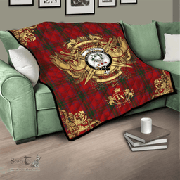 Scottish Ross 02 Clan Tartan Quilt - Military Logo Style Scottish Plaid Tartan Plaid