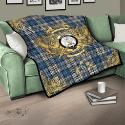 Scottish Napier Modern Clan Tartan Quilt - Military Logo Style Scottish Plaid Tartan Plaid