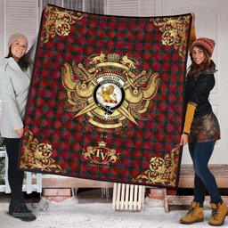 Scottish Nicolson (MacNicol) Clan Tartan Quilt - Military Logo Style Scottish Plaid Tartan Plaid