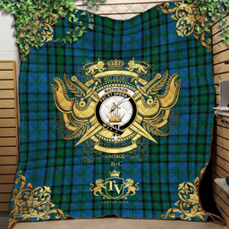 Scottish Matheson Hunting Clan Tartan Quilt - Military Logo Style Scottish Plaid Tartan Plaid