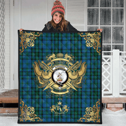 Scottish Matheson Hunting Clan Tartan Quilt - Military Logo Style Scottish Plaid Tartan Plaid