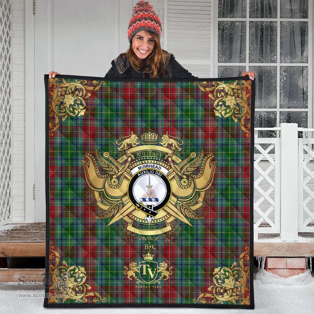 Scottish Muirhead 02 Clan Tartan Quilt - Military Logo Style Scottish Plaid Tartan Plaid