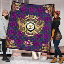 Scottish Wardlaw Modern Clan Tartan Quilt - Military Logo Style Scottish Plaid Tartan Plaid