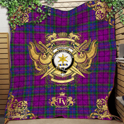 Scottish Wardlaw Modern Clan Tartan Quilt - Military Logo Style Scottish Plaid Tartan Plaid