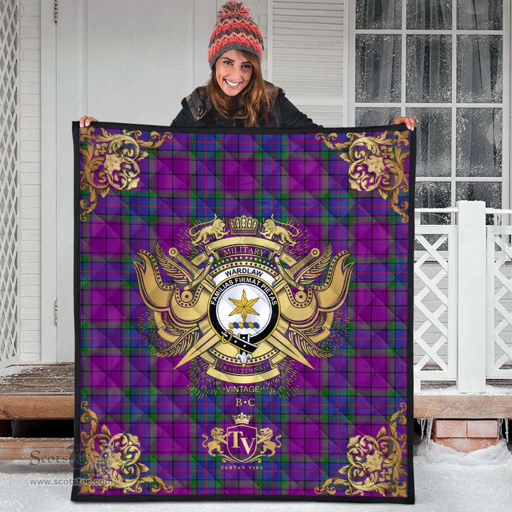 Scottish Wardlaw Modern Clan Tartan Quilt - Military Logo Style Scottish Plaid Tartan Plaid