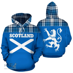 Scottish Strathclyde District Clan Tartan Hoodie - Scotland Lion Style Scottish Plaid Tartan Plaid