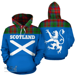 Scottish McCulloch Clan Tartan Hoodie - Scotland Lion Style Scottish Plaid Tartan Plaid