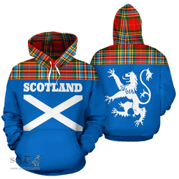 Scottish Chattan Clan Tartan Hoodie - Scotland Lion Style Scottish Plaid Tartan Plaid