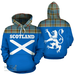 Scottish Balfour Blue Clan Tartan Hoodie - Scotland Lion Style Scottish Plaid Tartan Plaid