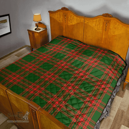 Scottish Menzies Green Modern Clan Tartan Quilt - Classic Scottish Plaid Tartan Plaid