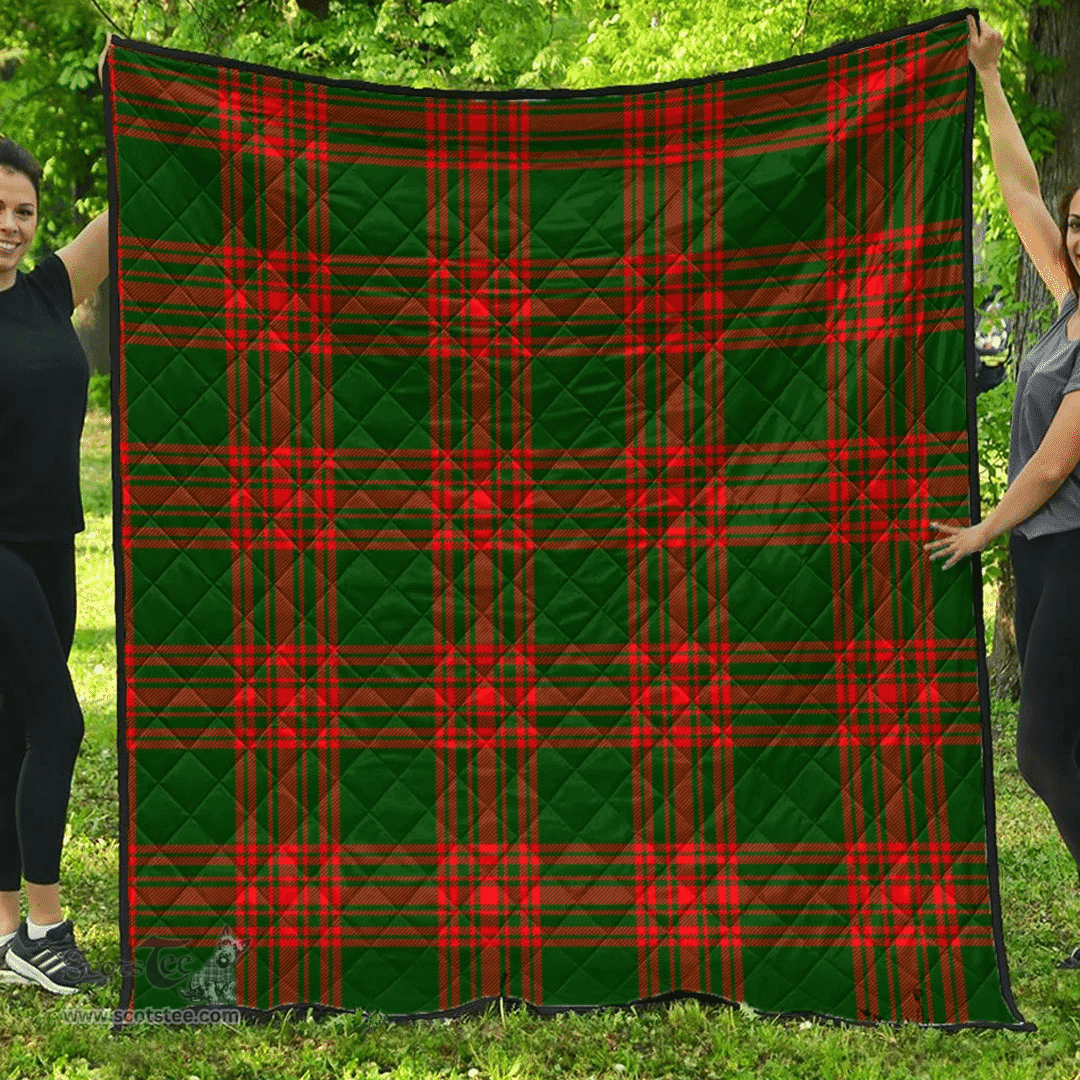 Scottish Menzies Green Modern Clan Tartan Quilt - Classic Scottish Plaid Tartan Plaid