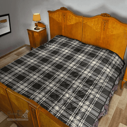 Scottish Menzies Black & White Ancient Clan Tartan Quilt - Classic Scottish Plaid Tartan Plaid