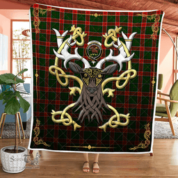 Scottish Pollock Clan Badge Tartan Celtic Deer - Tartan Plaid Quilt - Scottish Quilt Scottish Plaid Tartan Plaid - ScotsTee - scotstee.com