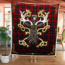 Scottish Ruthven Clan Badge Tartan Celtic Deer - Tartan Plaid Quilt - Scottish Quilt Scottish Plaid Tartan Plaid - ScotsTee - scotstee.com