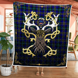 Scottish Weir Clan Badge Tartan Celtic Deer - Tartan Plaid Quilt - Scottish Quilt Scottish Plaid Tartan Plaid - ScotsTee - scotstee.com
