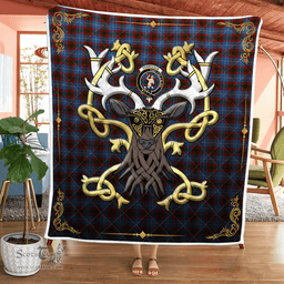 Scottish Pennycook Clan Badge Tartan Celtic Deer - Tartan Plaid Quilt - Scottish Quilt Scottish Plaid Tartan Plaid - ScotsTee - scotstee.com