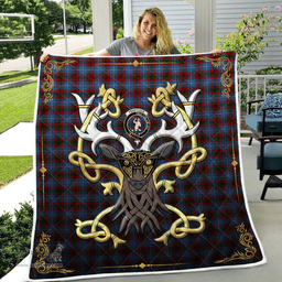 Scottish Pennycook Clan Badge Tartan Celtic Deer - Tartan Plaid Quilt - Scottish Quilt Scottish Plaid Tartan Plaid - ScotsTee - scotstee.com