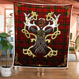 Scottish Munro Clan Badge Tartan Celtic Deer - Tartan Plaid Quilt - Scottish Quilt Scottish Plaid Tartan Plaid - ScotsTee - scotstee.com