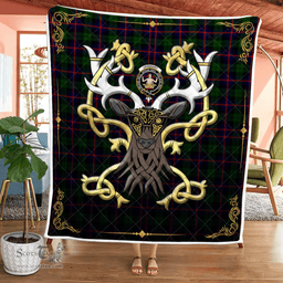 Scottish Urquhart Clan Badge Tartan Celtic Deer - Tartan Plaid Quilt - Scottish Quilt Scottish Plaid Tartan Plaid - ScotsTee - scotstee.com