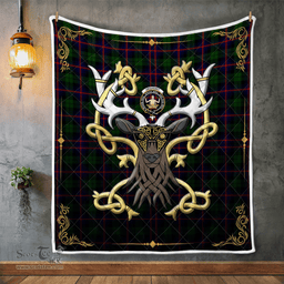 Scottish Urquhart Clan Badge Tartan Celtic Deer - Tartan Plaid Quilt - Scottish Quilt Scottish Plaid Tartan Plaid - ScotsTee - scotstee.com