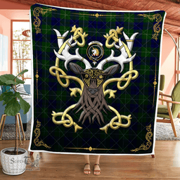 Scottish Oliphant Clan Badge Tartan Celtic Deer - Tartan Plaid Quilt - Scottish Quilt Scottish Plaid Tartan Plaid - ScotsTee - scotstee.com