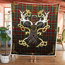 Scottish Ogilvie Clan Badge Tartan Celtic Deer - Tartan Plaid Quilt - Scottish Quilt Scottish Plaid Tartan Plaid - ScotsTee - scotstee.com