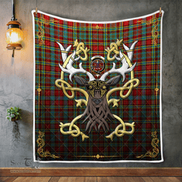 Scottish Ogilvie Clan Badge Tartan Celtic Deer - Tartan Plaid Quilt - Scottish Quilt Scottish Plaid Tartan Plaid - ScotsTee - scotstee.com