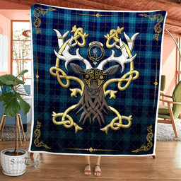 Scottish Mckerrell Clan Badge Tartan Celtic Deer - Tartan Plaid Quilt - Scottish Quilt Scottish Plaid Tartan Plaid - ScotsTee - scotstee.com