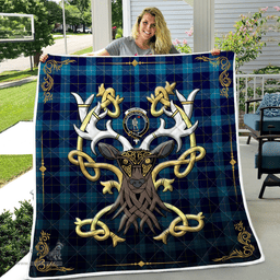 Scottish Mckerrell Clan Badge Tartan Celtic Deer - Tartan Plaid Quilt - Scottish Quilt Scottish Plaid Tartan Plaid - ScotsTee - scotstee.com