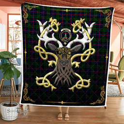 Scottish Morrison Clan Badge Tartan Celtic Deer - Tartan Plaid Quilt - Scottish Quilt Scottish Plaid Tartan Plaid - ScotsTee - scotstee.com