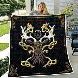 Scottish Morrison Clan Badge Tartan Celtic Deer - Tartan Plaid Quilt - Scottish Quilt Scottish Plaid Tartan Plaid - ScotsTee - scotstee.com