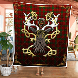 Scottish Maxwell Clan Badge Tartan Celtic Deer - Tartan Plaid Quilt - Scottish Quilt Scottish Plaid Tartan Plaid - ScotsTee - scotstee.com