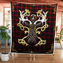 Scottish Riddell Clan Badge Tartan Celtic Deer - Tartan Plaid Quilt - Scottish Quilt Scottish Plaid Tartan Plaid - ScotsTee - scotstee.com