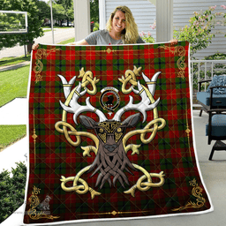 Scottish Turnbull Clan Badge Tartan Celtic Deer - Tartan Plaid Quilt - Scottish Quilt Scottish Plaid Tartan Plaid - ScotsTee - scotstee.com