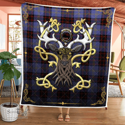 Scottish Rutherford Clan Badge Tartan Celtic Deer - Tartan Plaid Quilt - Scottish Quilt Scottish Plaid Tartan Plaid - ScotsTee - scotstee.com