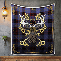Scottish Rutherford Clan Badge Tartan Celtic Deer - Tartan Plaid Quilt - Scottish Quilt Scottish Plaid Tartan Plaid - ScotsTee - scotstee.com