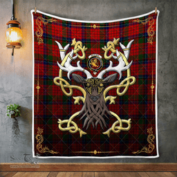 Scottish Nicolson Clan Badge Tartan Celtic Deer - Tartan Plaid Quilt - Scottish Quilt Scottish Plaid Tartan Plaid - ScotsTee - scotstee.com