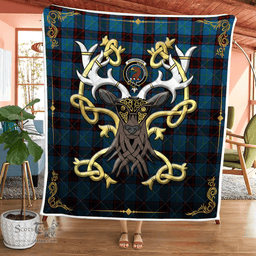 Scottish Wedderburn Clan Badge Tartan Celtic Deer - Tartan Plaid Quilt - Scottish Quilt Scottish Plaid Tartan Plaid - ScotsTee - scotstee.com