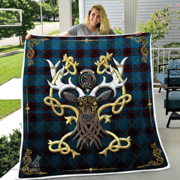 Scottish Wedderburn Clan Badge Tartan Celtic Deer - Tartan Plaid Quilt - Scottish Quilt Scottish Plaid Tartan Plaid - ScotsTee - scotstee.com
