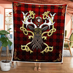 Scottish Wemyss Clan Badge Tartan Celtic Deer - Tartan Plaid Quilt - Scottish Quilt Scottish Plaid Tartan Plaid - ScotsTee - scotstee.com