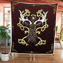 Scottish Stewart Stuart Of Bute Clan Badge Tartan Celtic Deer - Tartan Plaid Quilt - Scottish Quilt Scottish Plaid Tartan Plaid - ScotsTee - scotstee.com