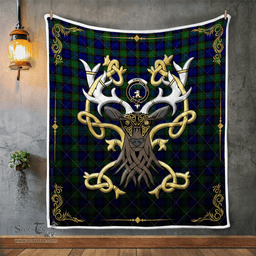 Scottish Sempill Clan Badge Tartan Celtic Deer - Tartan Plaid Quilt - Scottish Quilt Scottish Plaid Tartan Plaid - ScotsTee - scotstee.com