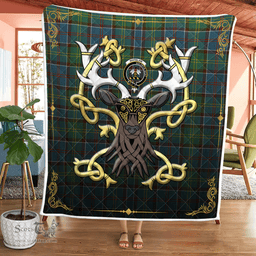 Scottish Whitelaw Clan Badge Tartan Celtic Deer - Tartan Plaid Quilt - Scottish Quilt Scottish Plaid Tartan Plaid - ScotsTee - scotstee.com