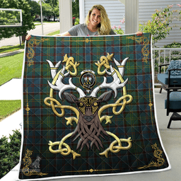 Scottish Whitelaw Clan Badge Tartan Celtic Deer - Tartan Plaid Quilt - Scottish Quilt Scottish Plaid Tartan Plaid - ScotsTee - scotstee.com