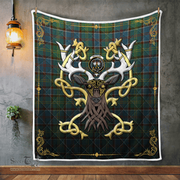 Scottish Whitelaw Clan Badge Tartan Celtic Deer - Tartan Plaid Quilt - Scottish Quilt Scottish Plaid Tartan Plaid - ScotsTee - scotstee.com
