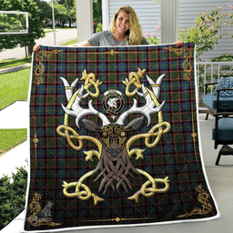 Scottish Norvel Clan Badge Tartan Celtic Deer - Tartan Plaid Quilt - Scottish Quilt Scottish Plaid Tartan Plaid - ScotsTee - scotstee.com