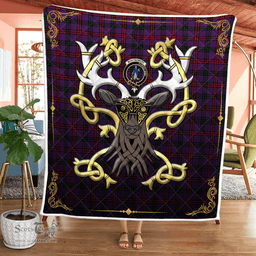 Scottish Montgomery Clan Badge Tartan Celtic Deer - Tartan Plaid Quilt - Scottish Quilt Scottish Plaid Tartan Plaid - ScotsTee - scotstee.com