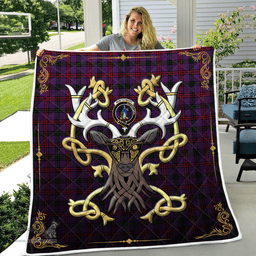 Scottish Montgomery Clan Badge Tartan Celtic Deer - Tartan Plaid Quilt - Scottish Quilt Scottish Plaid Tartan Plaid - ScotsTee - scotstee.com