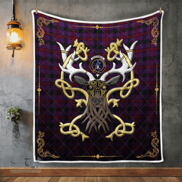 Scottish Montgomery Clan Badge Tartan Celtic Deer - Tartan Plaid Quilt - Scottish Quilt Scottish Plaid Tartan Plaid - ScotsTee - scotstee.com