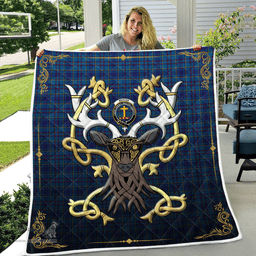 Scottish Mercer Clan Badge Tartan Celtic Deer - Tartan Plaid Quilt - Scottish Quilt Scottish Plaid Tartan Plaid - ScotsTee - scotstee.com